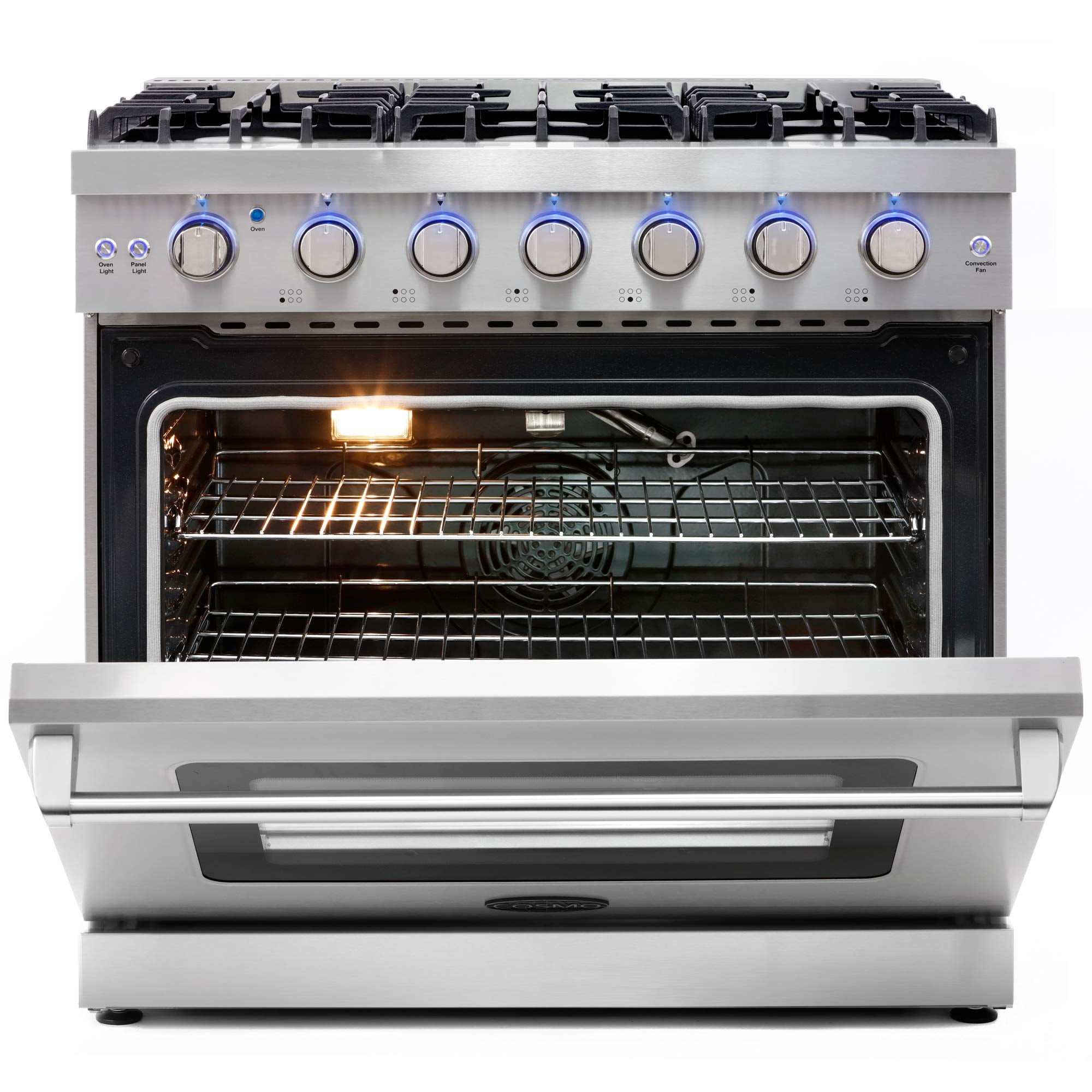 COS-EPGR366 36 in. Haven Collection 6.0 cu. ft. Gas Range, 6 Burners, Convection Oven, Knob LEDs, Storage Drawer, Stainless Steel