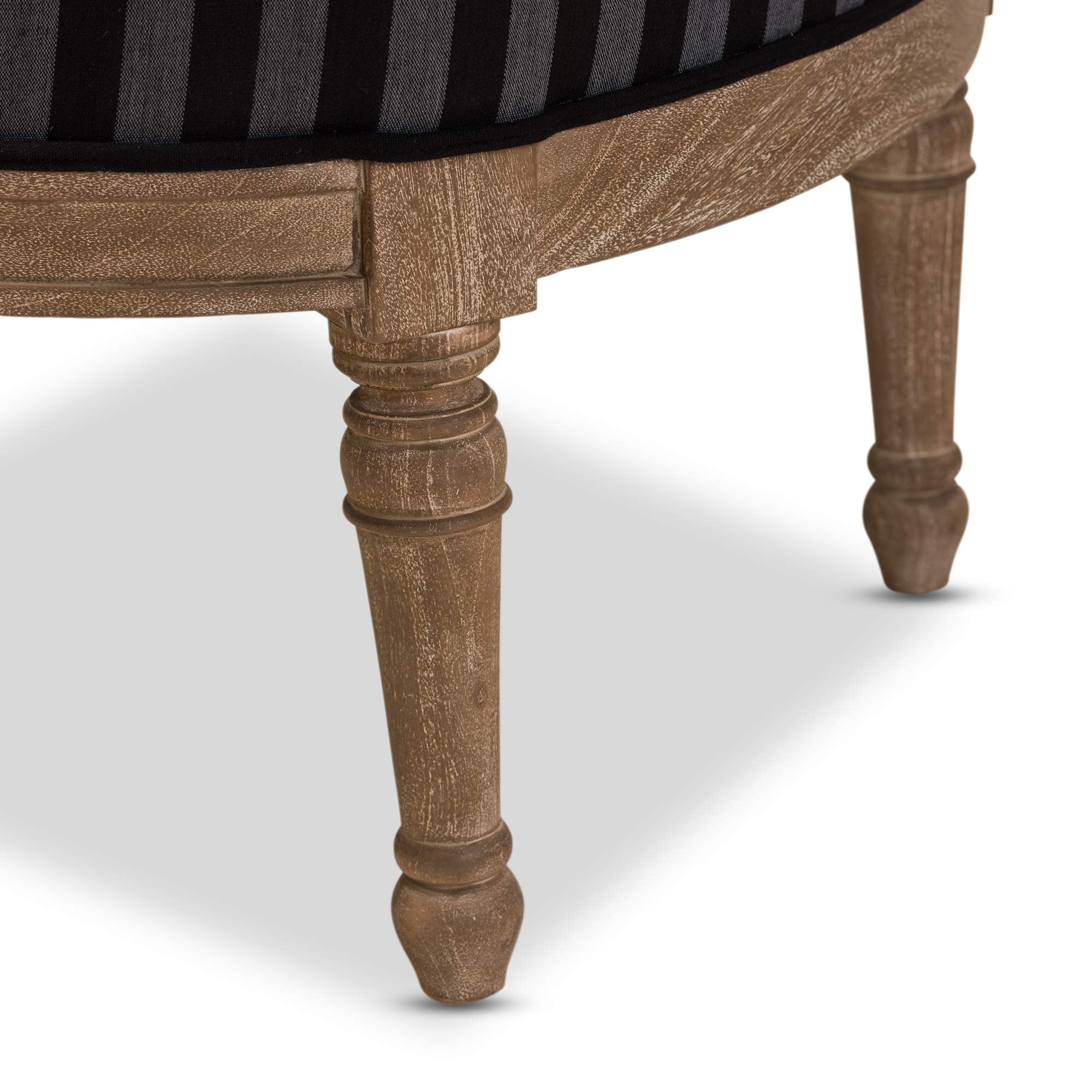 Charlemagne Traditional French, Wood,Black and Grey Striped Accent Chair
