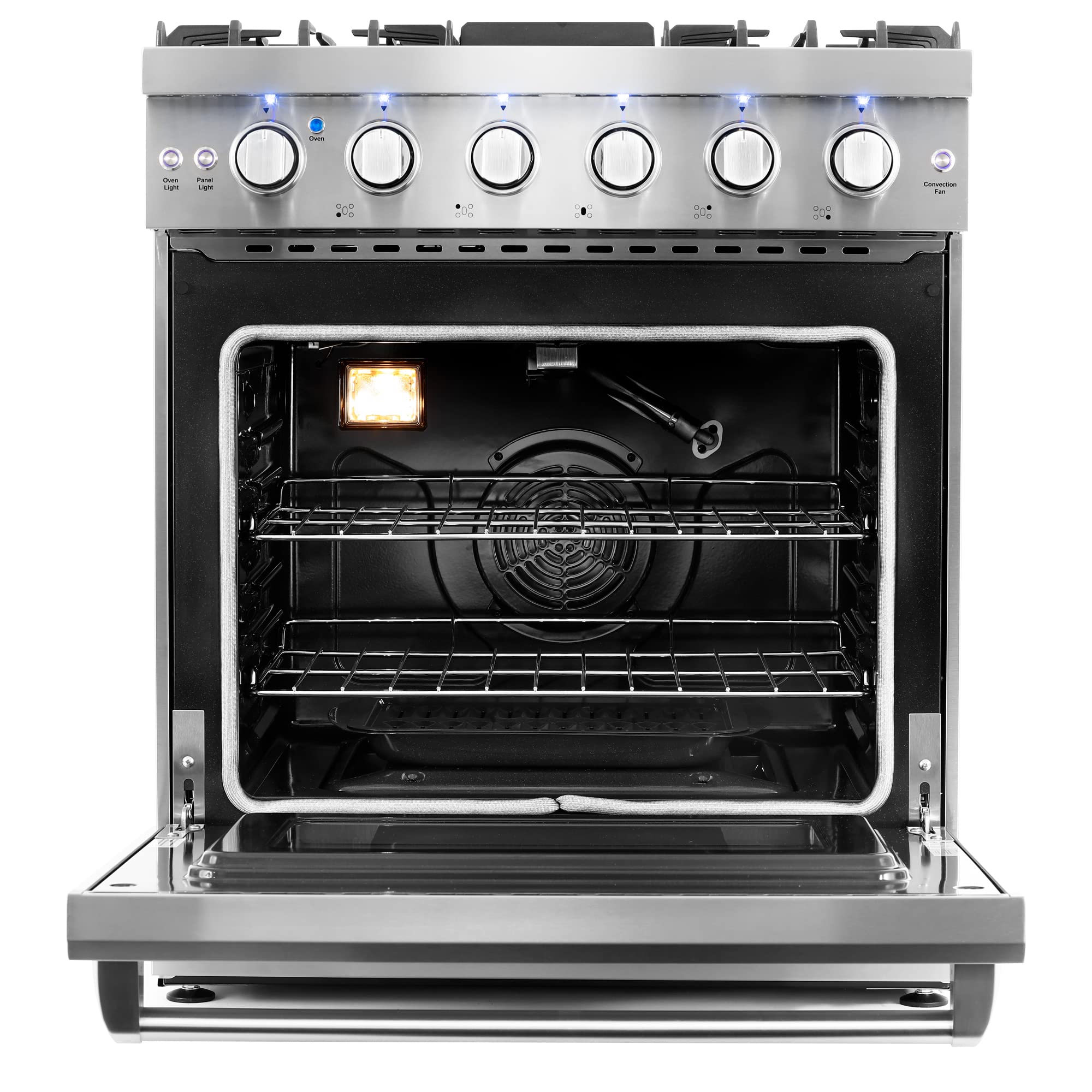 COS-EPGR304 30 in. Haven Collection 4.5 cu. ft. Gas Range with 5 Sealed Burners, Convection Oven, Knob LED Lights, Stainless Steel