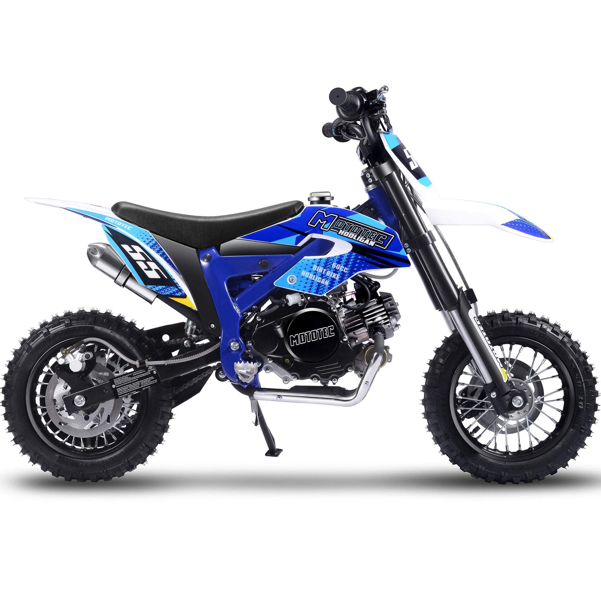 MotoTec Hooligan 60cc 4-Stroke Gas Dirt Bike Blue,46x12x24