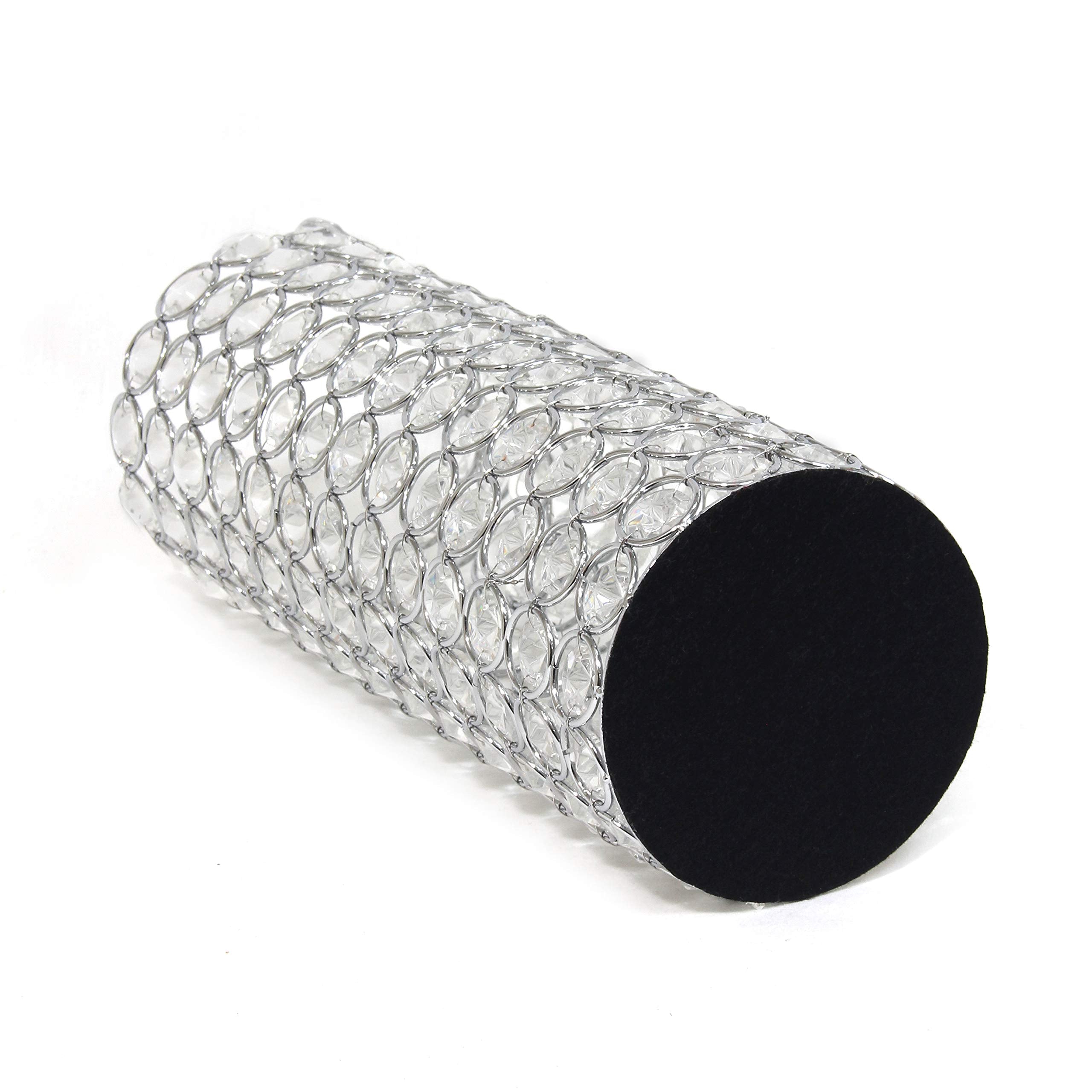 HG1009-CHR Elipse Cylindrical Crystal Decorative Flower Vase, Candle Holder, Wedding Centerpiece, 11.25 Inch, Chrome