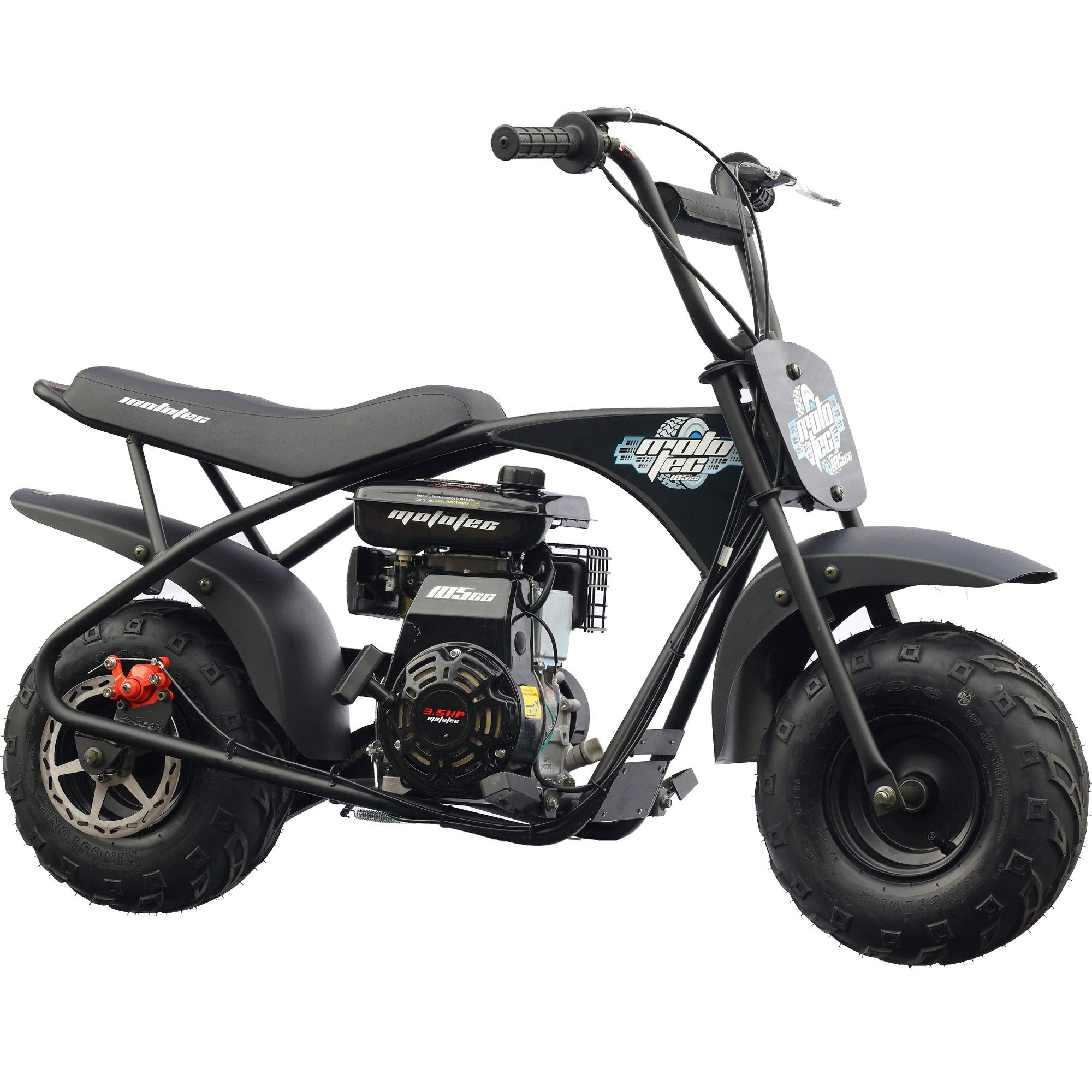 MotoTec 105cc 3.5HP Gas Powered Mini Bike, Black, (MT-MiniBike-105cc_Black)