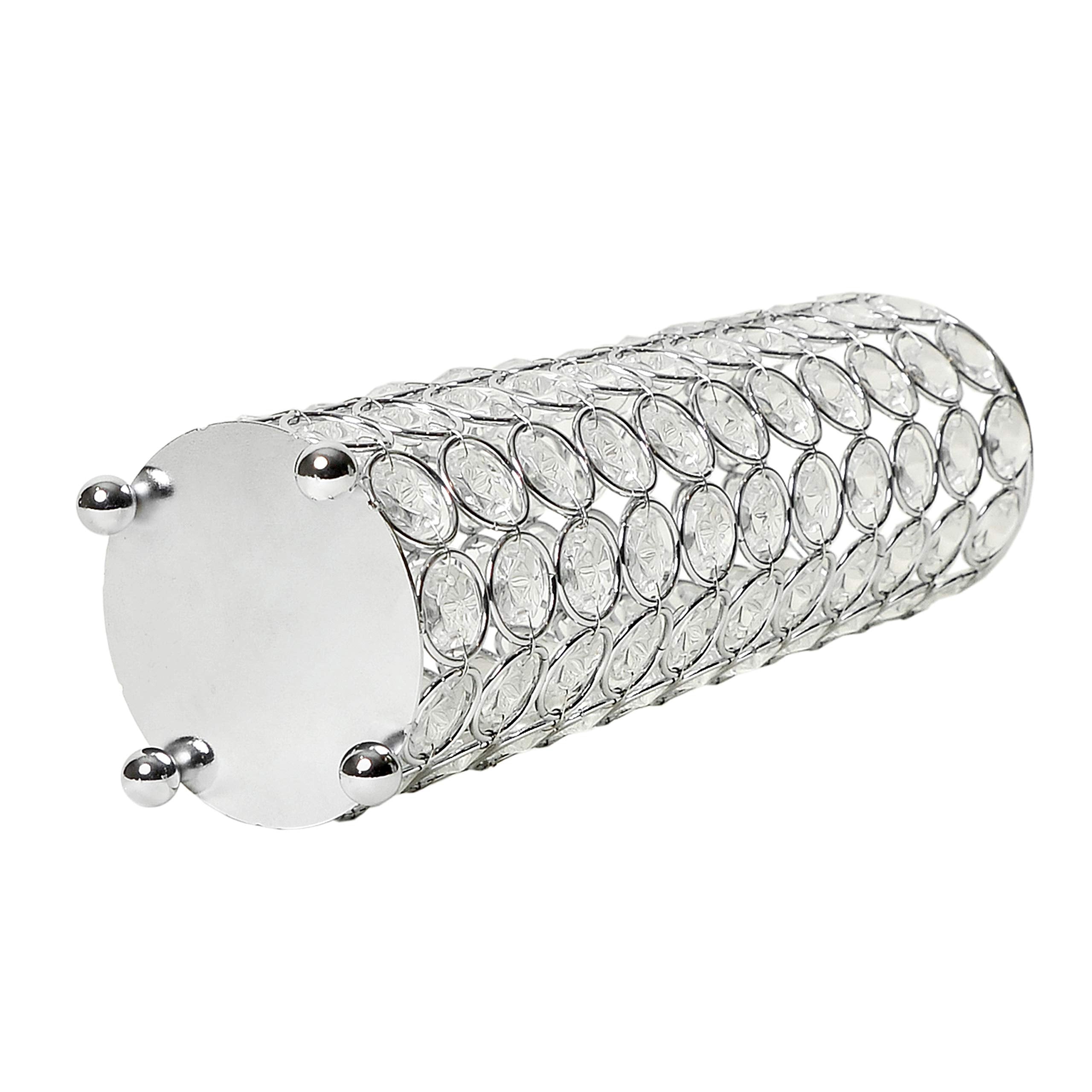 HG1011-CHR Elipse Crystal Decorative Flower Vase, Candle Holder, Wedding Centerpiece, 10.25 Inch, Chrome