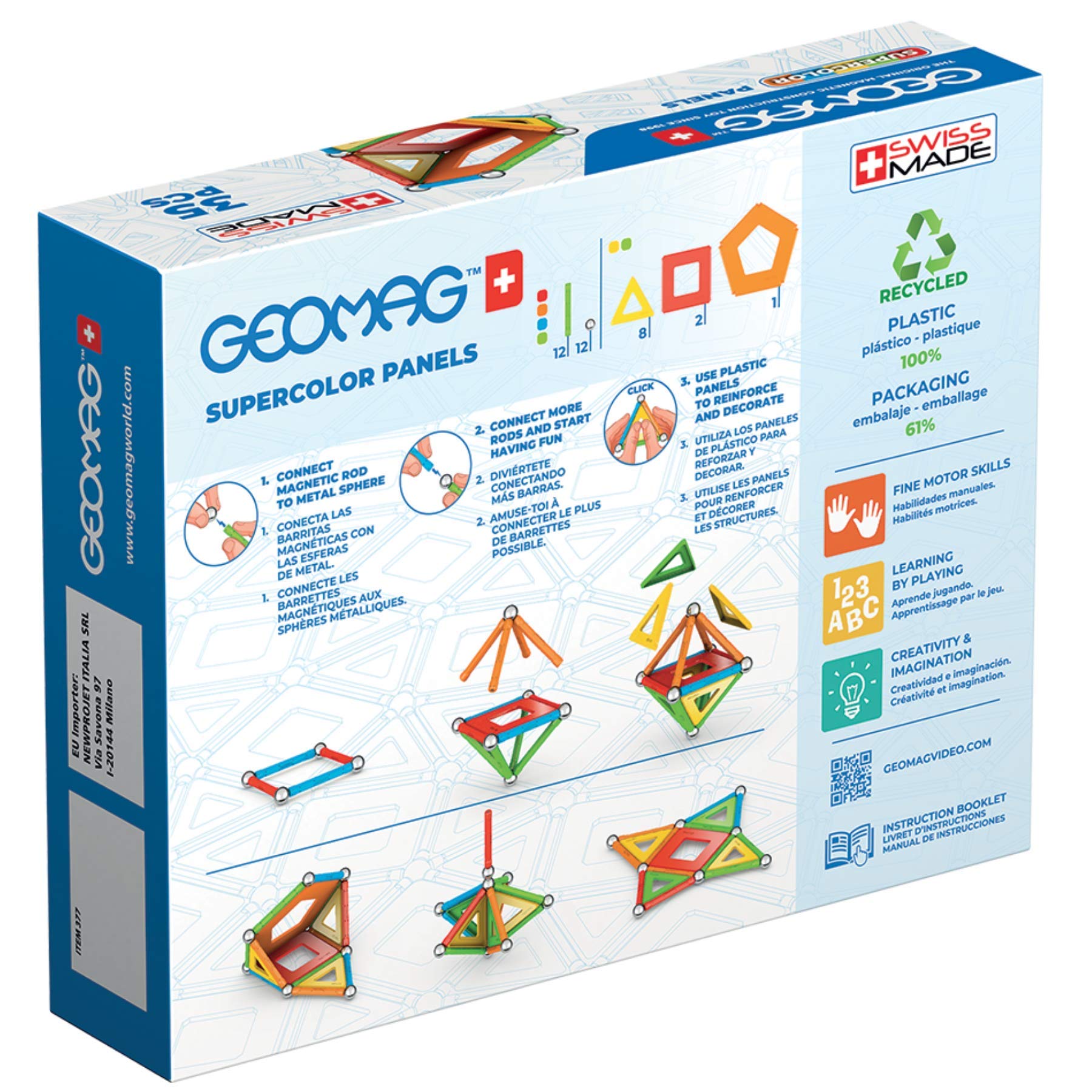 Magnetic Toys | Magnets for Kids | STEM-endorsed Educational Building Set Made from 100% Recycled Plastic | Storage Box | Age 5+ (35 Pieces, Supercolor)