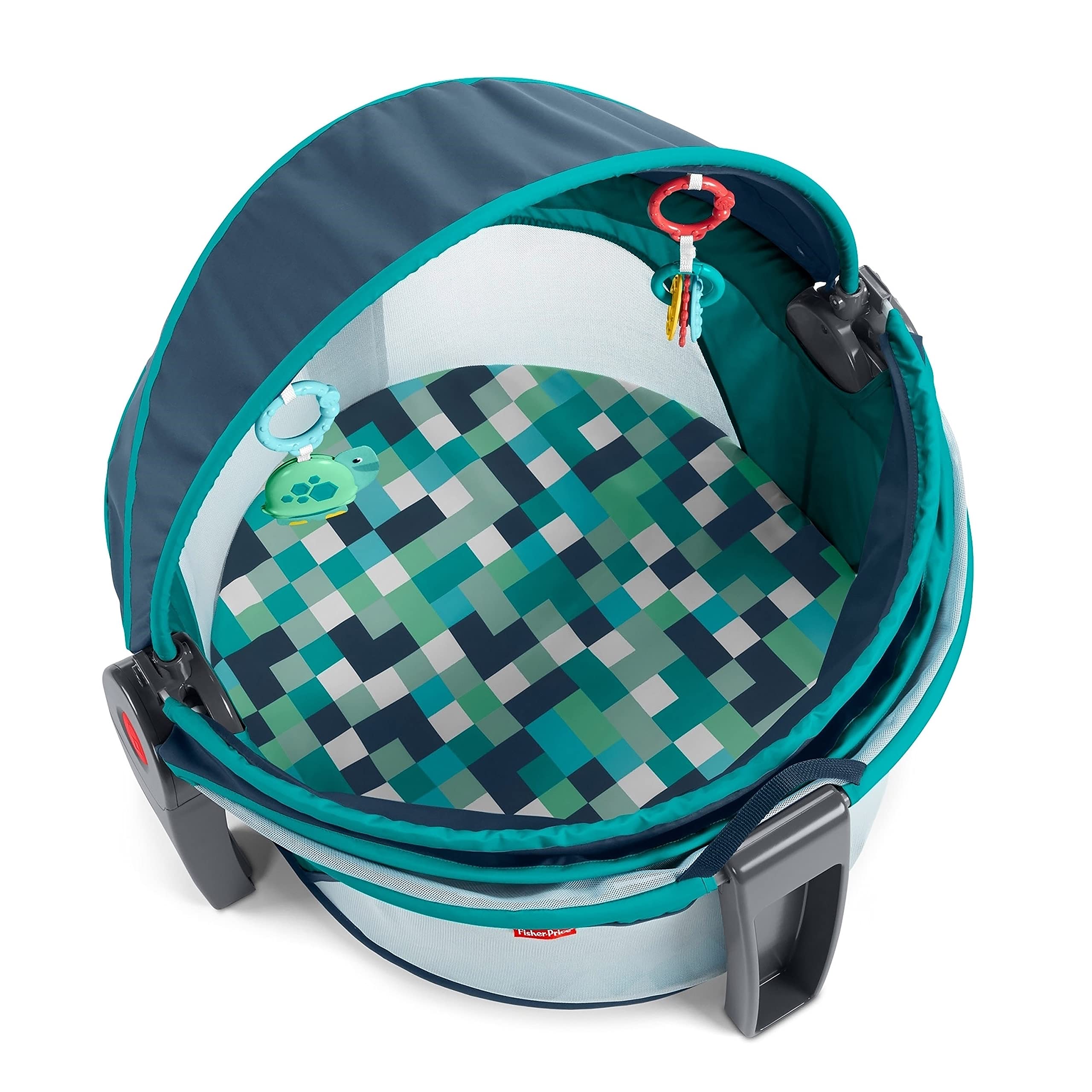 On-the-Go Baby Dome - Pixel Forest, portable travel play space with canopy and toys