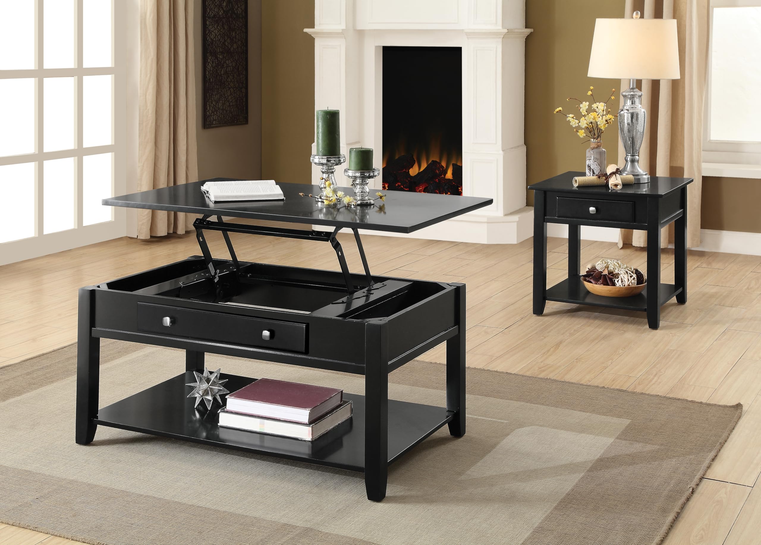 Malachi Coffee Table with Lift Top, Black