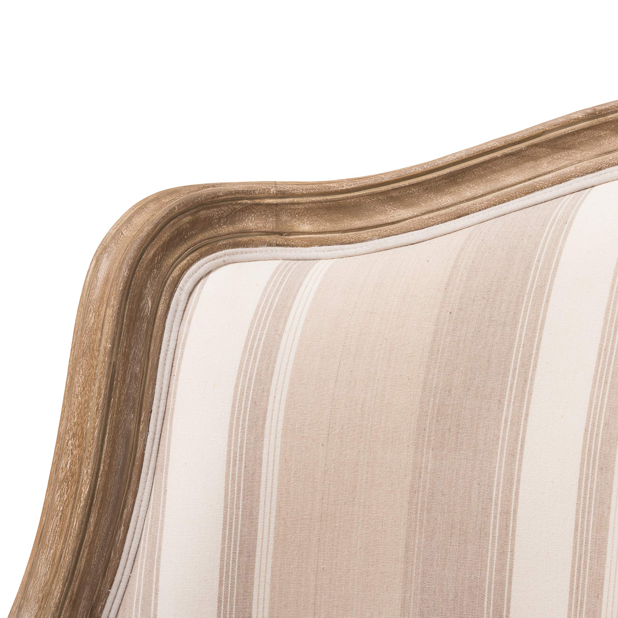 Striped Charlemagne Traditional French Accent Chair, Oak Brown
