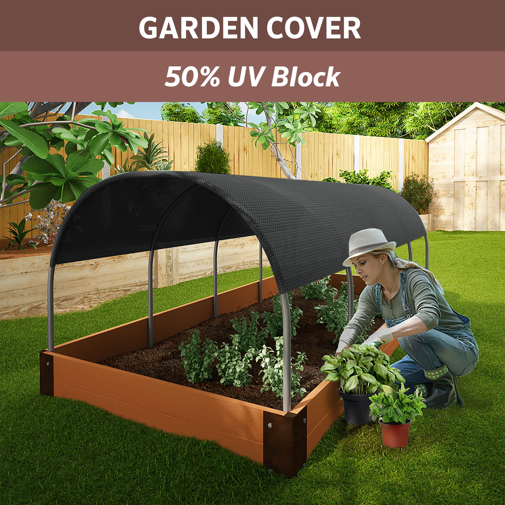 50% UV Block Garden Shade Cloth for Plants - Tear-Resistant Breathable Shade Fabric for Greenhouses, Seedlings & Early Growth, 6ftx100ft Roll, Black