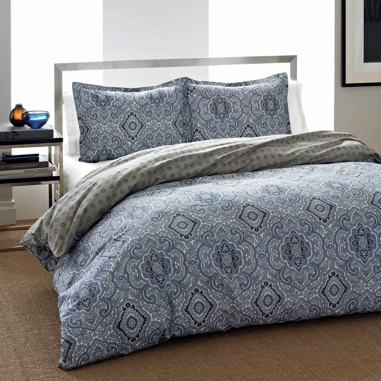 Fast Furnishings Full/Queen Grey Blue Damask Comforter