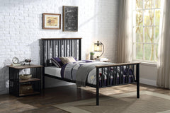 Zudora Wood and Metal Twin Bed in Antique Oak/Black