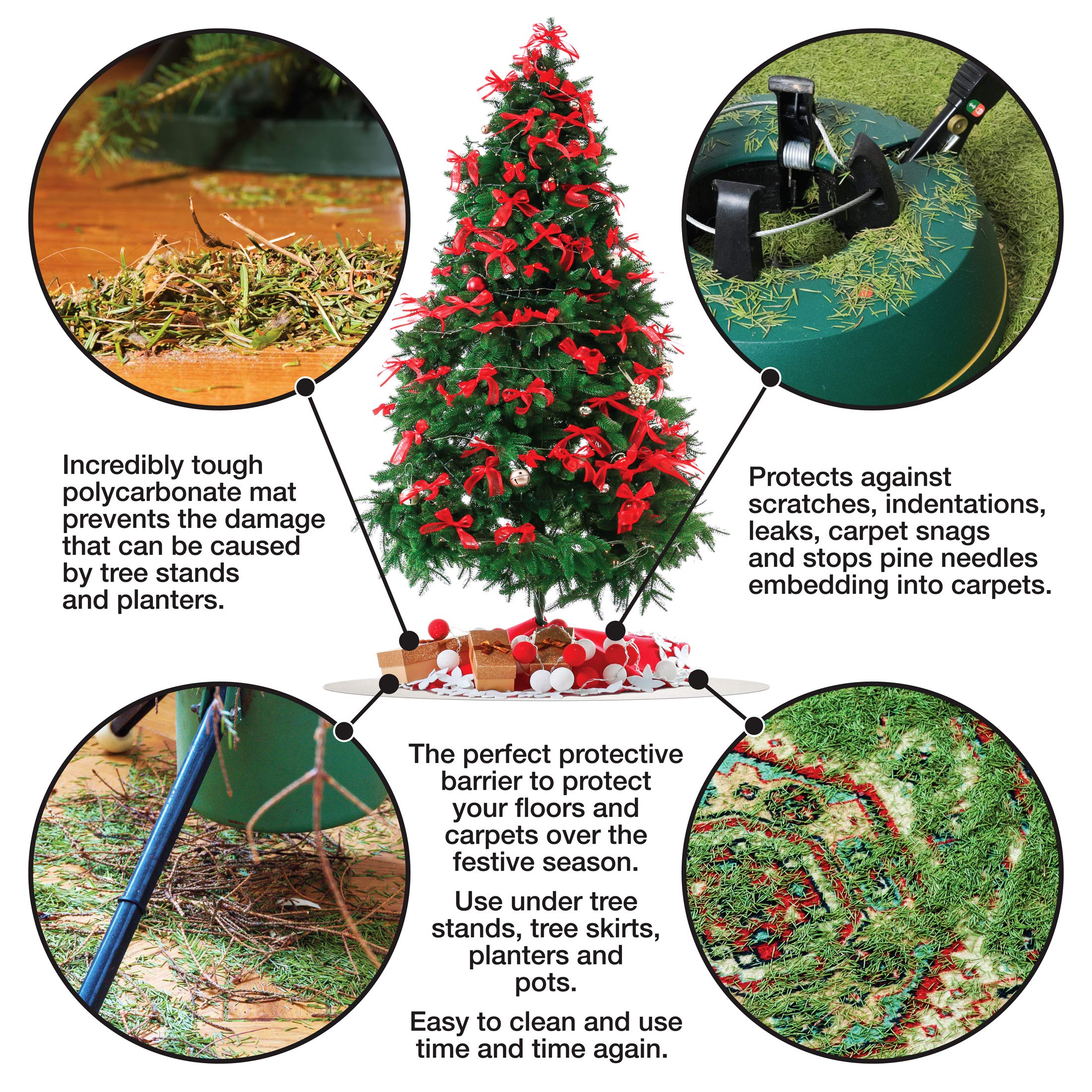 Polycarbonate Circular Christmas Tree Floor Protection Mat 36 Inch Diameter