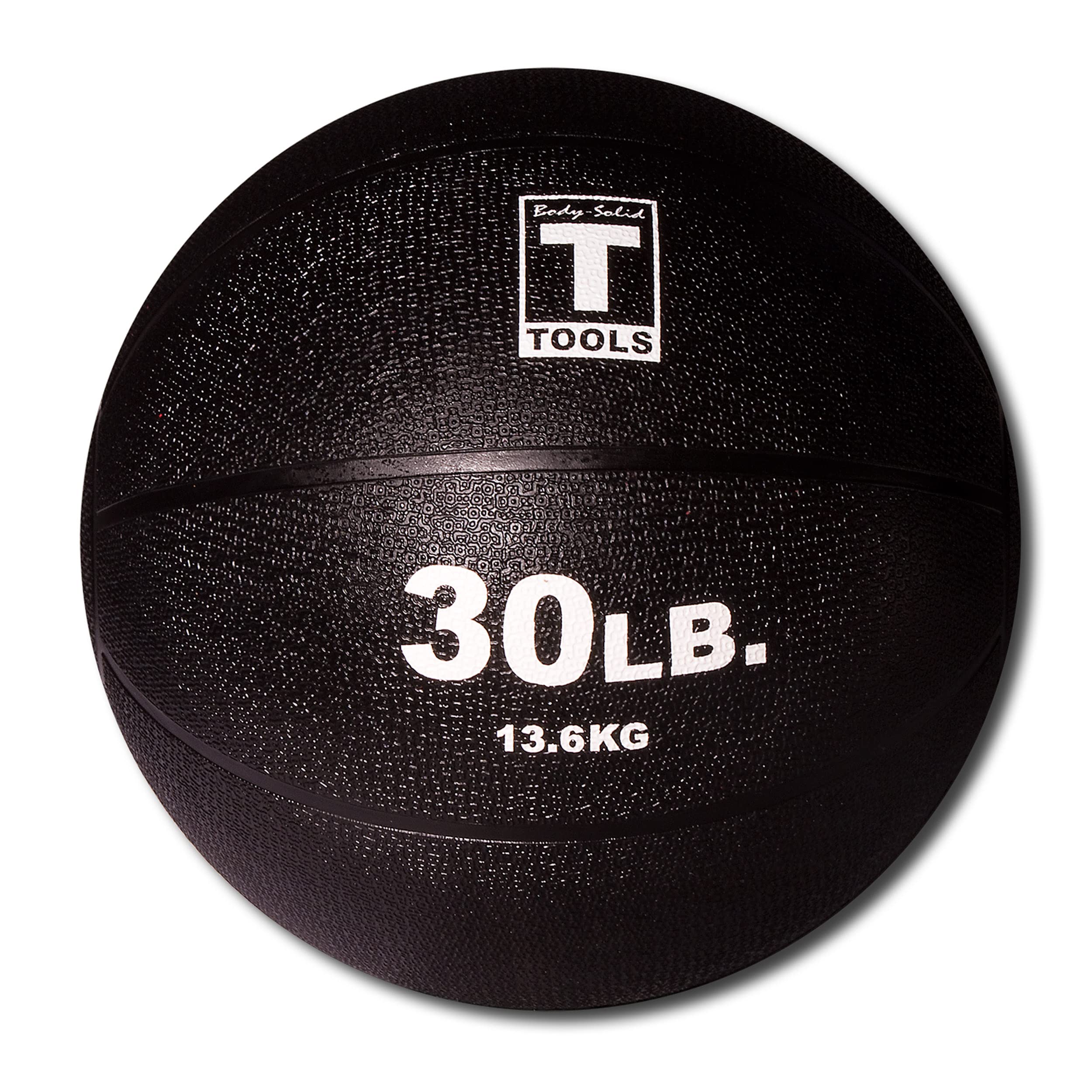 Rubber Medicine Ball - Superior Grip, Textured Surface, Adjustable Air Pressure Fitness Balls - Ideal for Cardio and Core Exercise in Home & Gym Workouts, Black, 30lbs.