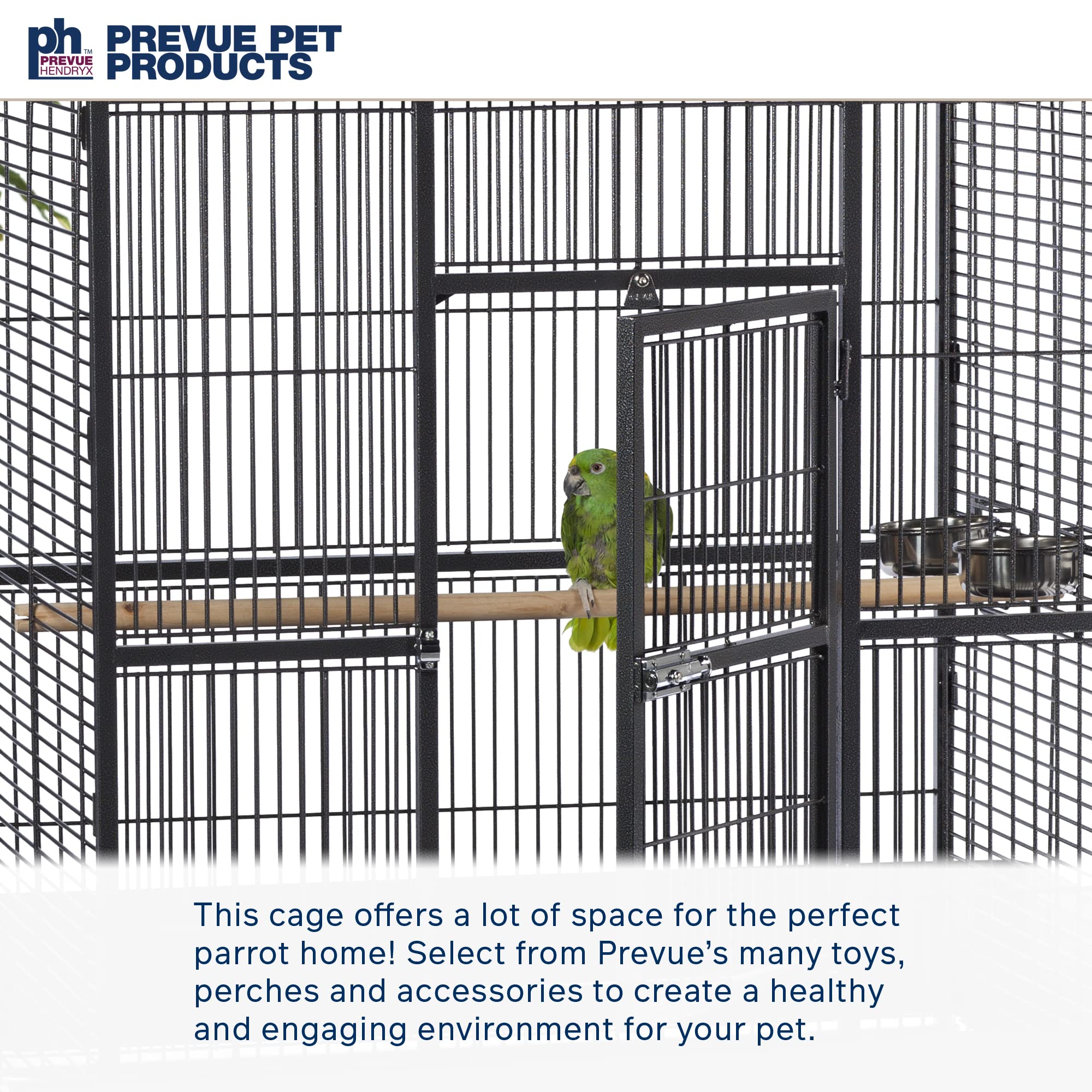 Pet Products Wrought Iron Select Bird Cage 3154BLK, Black Hammertone, 36-Inch by 24-Inch by 66-Inch