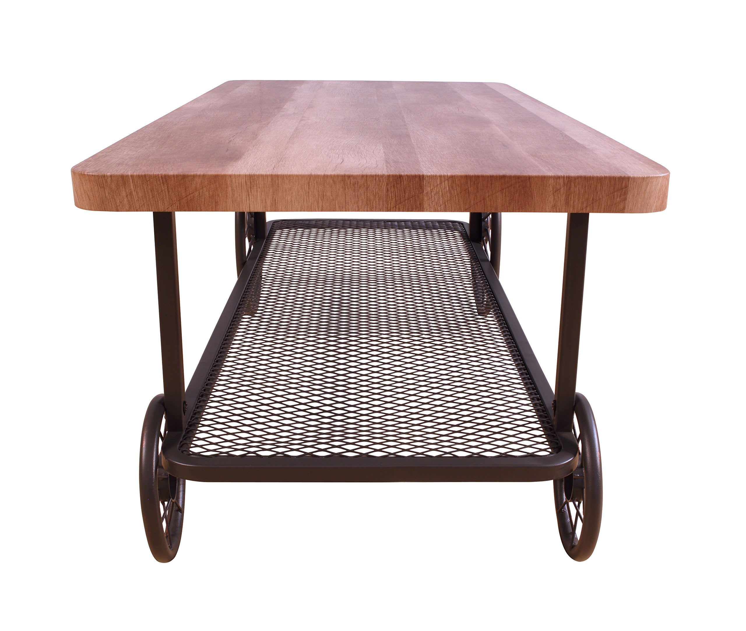 Francie Rectangular Wooden Coffee Table with Shelf in Oak and Antique Gray
