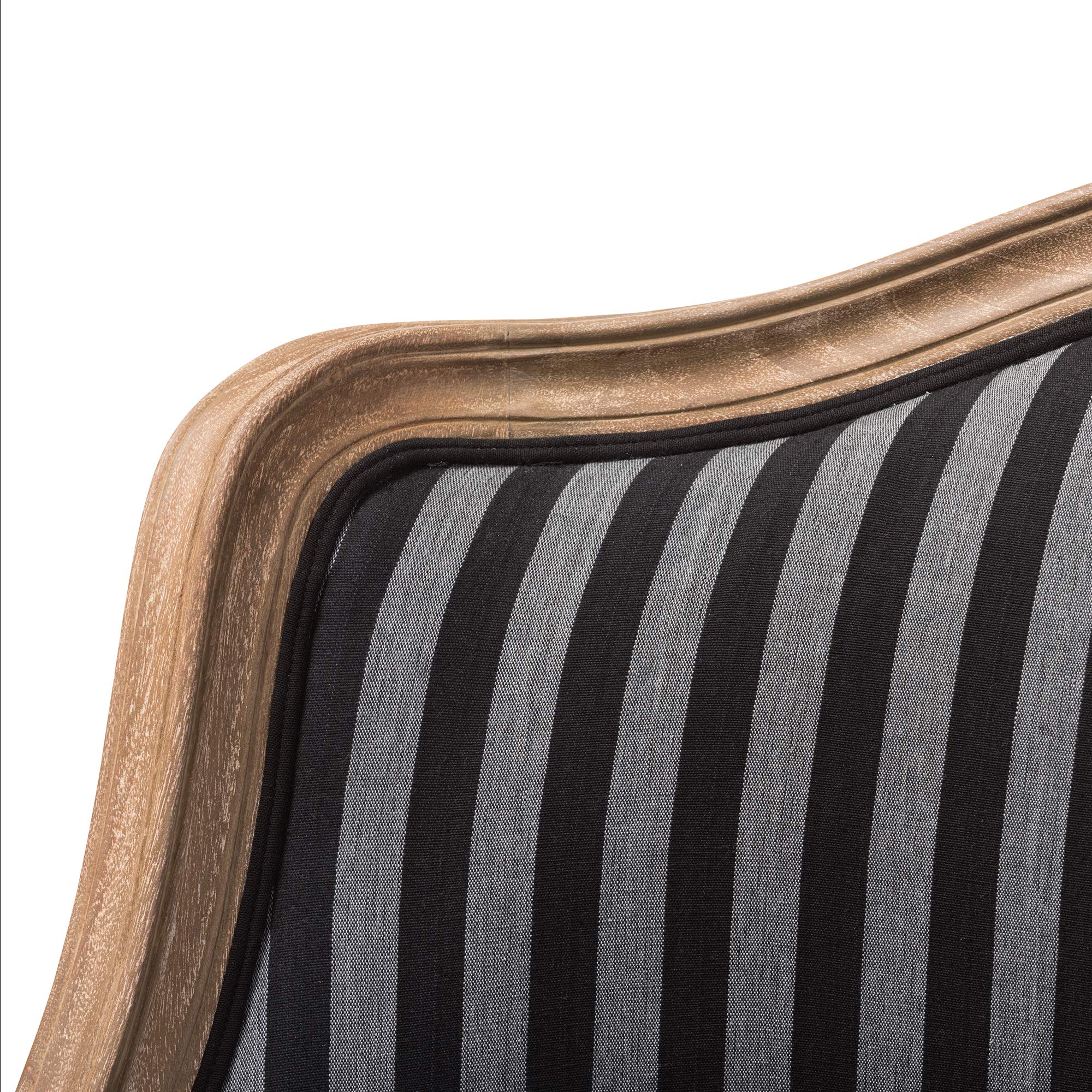 Charlemagne Traditional French, Wood,Black and Grey Striped Accent Chair
