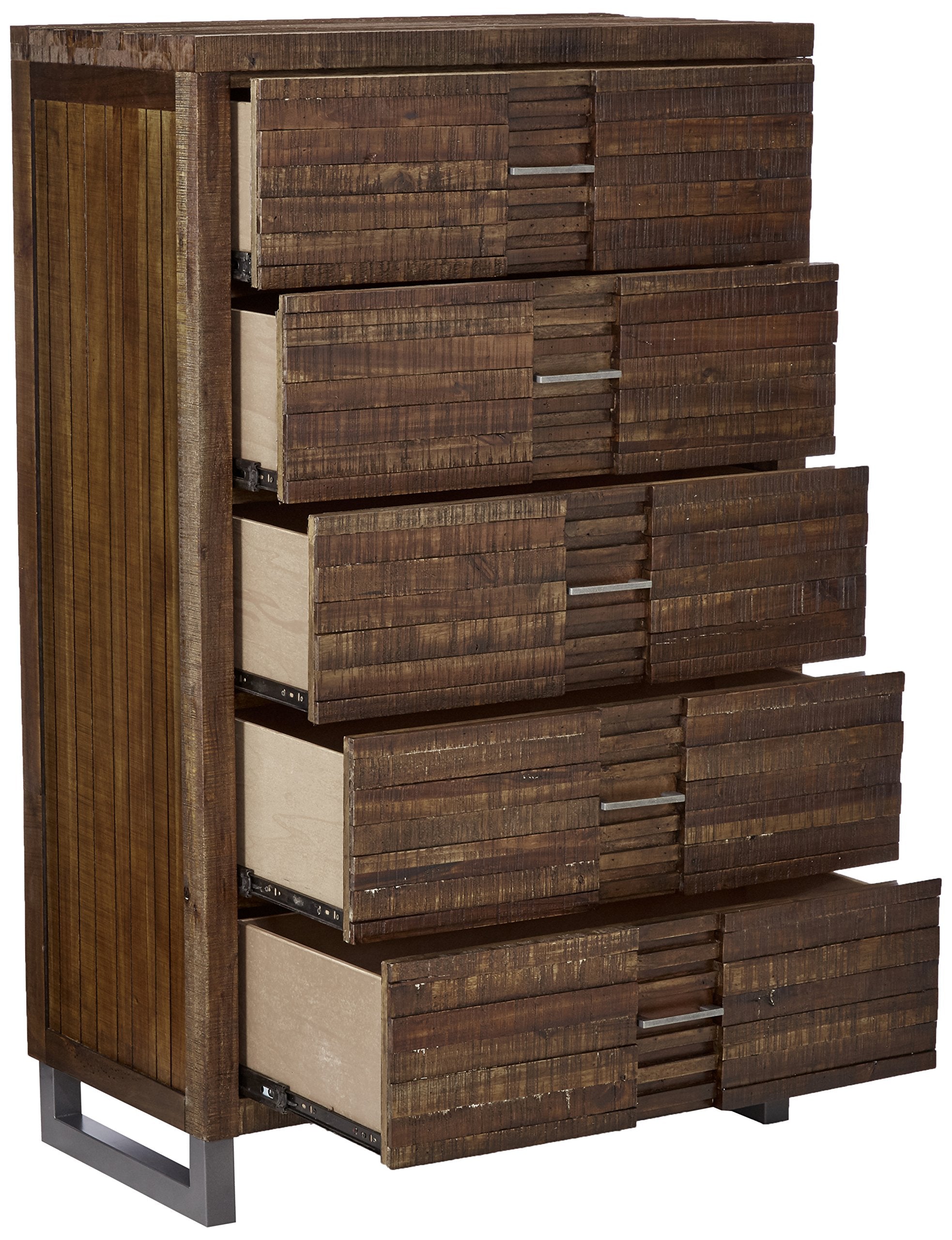 Andria 5 Drawer Wooden Chest in Reclaimed Oak