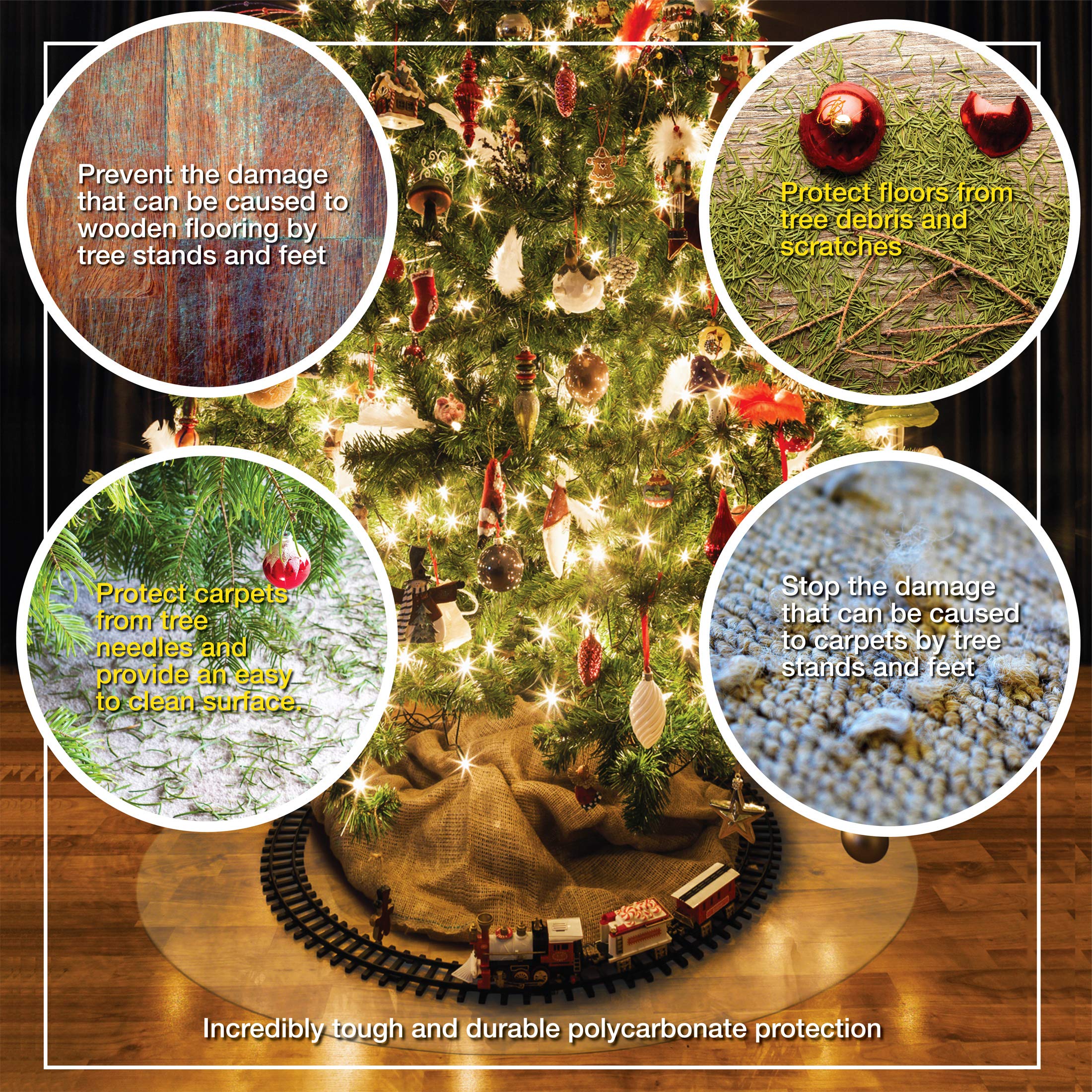 Polycarbonate Circular Christmas Tree Floor Protection Mat 36 Inch Diameter