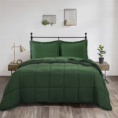 Fast Furnishings Queen Green 3-Piece Microfiber Reversible Comforter Set