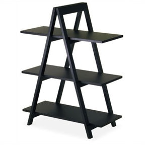 Fast Furnishings Modern 3-Tier A-Frame Display Shelf Bookcase in Black