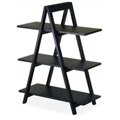 Fast Furnishings Modern 3-Tier A-Frame Display Shelf Bookcase in Black